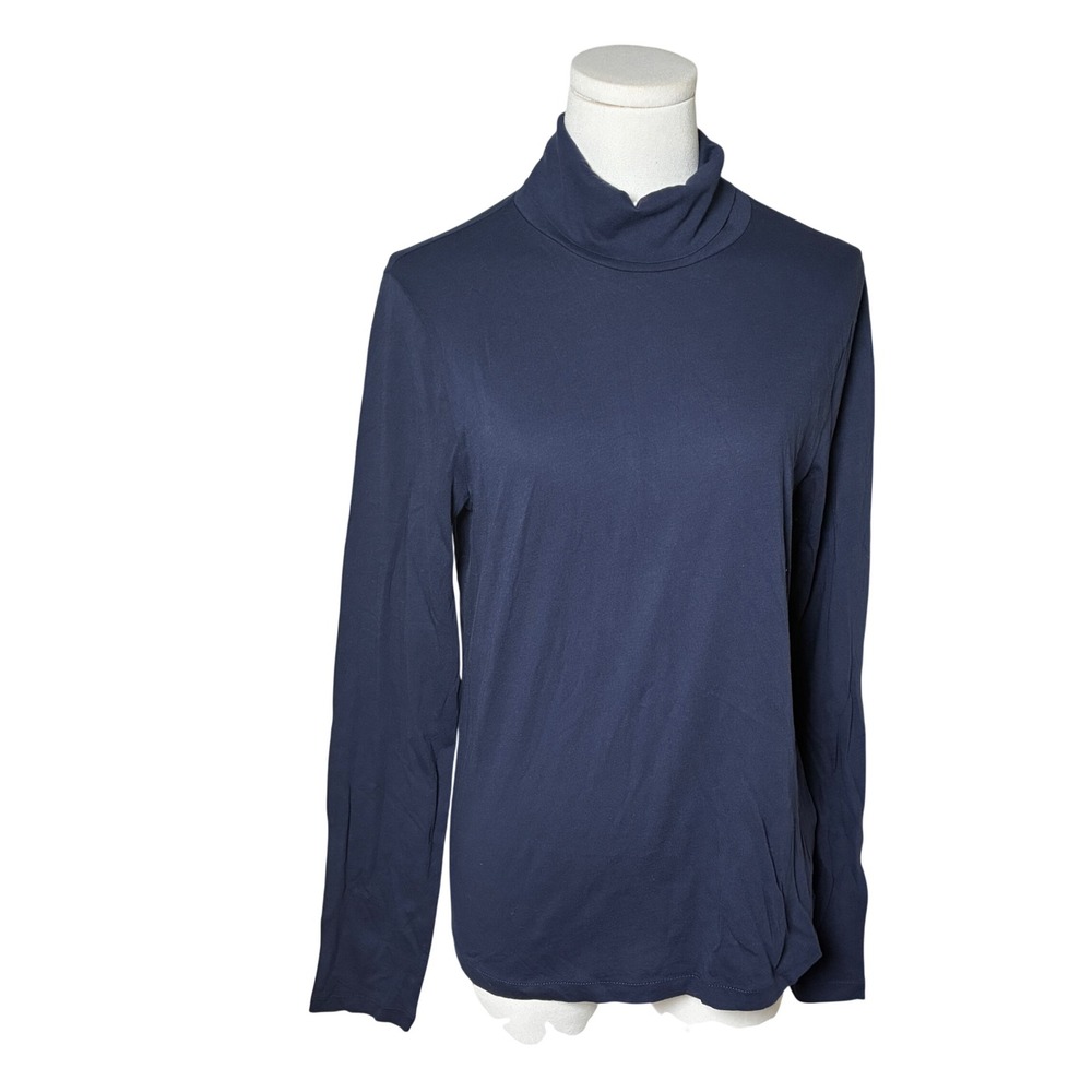 J.Crew Navy Cotton Turtleneck Long Sleeve Layering Top Women's L